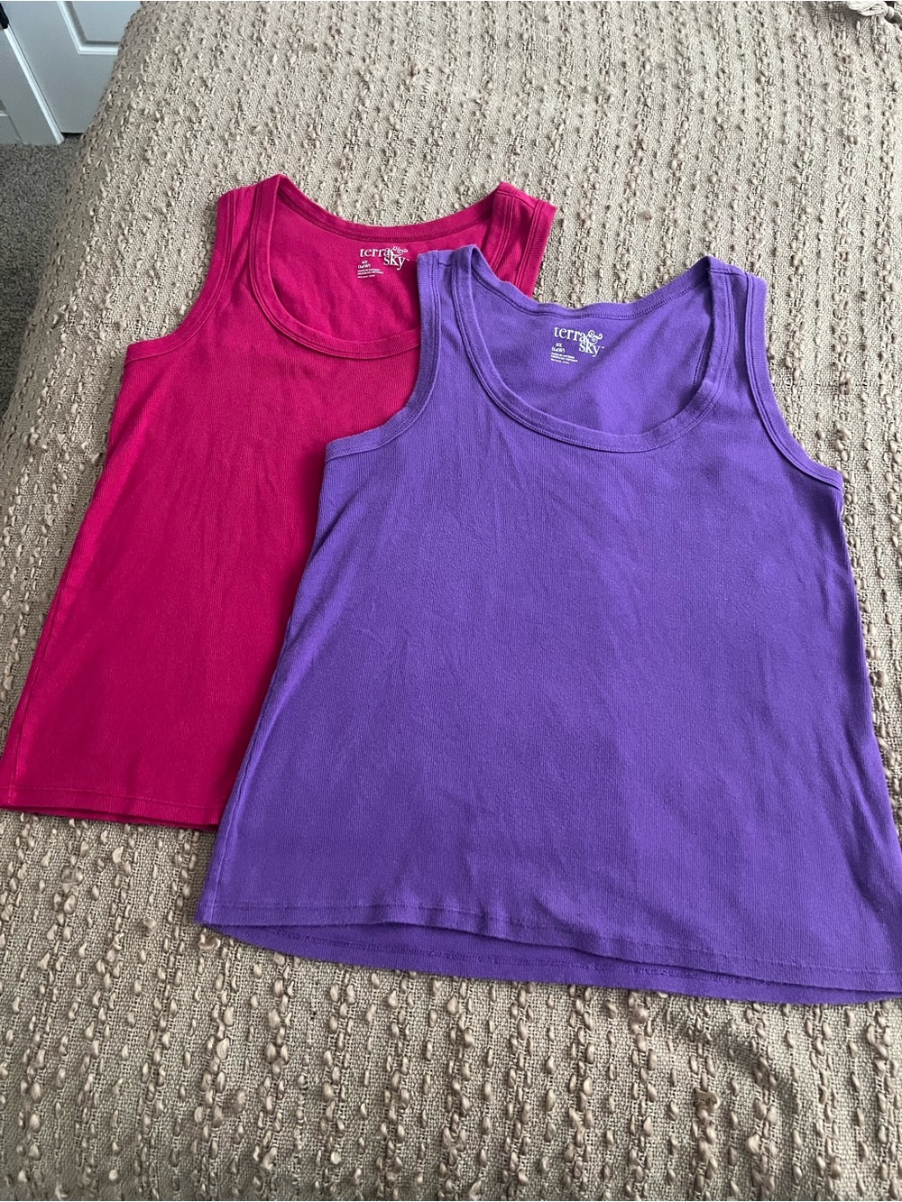 Terra & Sky Purple and Pink Womens Tank Top Seto of 2